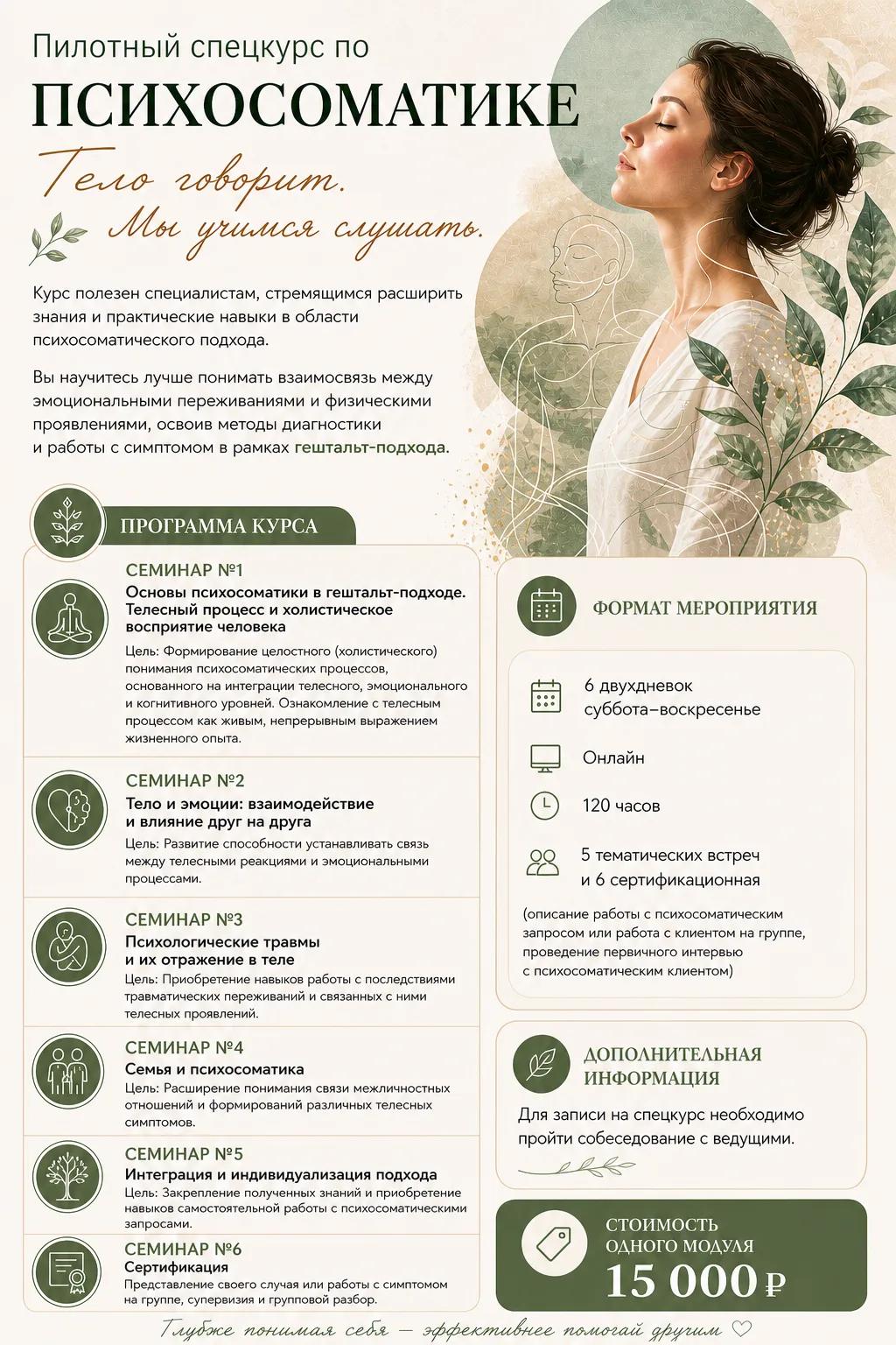 Пилотный онлайн спецкурс «Освобождение от симптома: ГТ психосоматики» (Кондратьева Анастасия, Савкина Светлана)